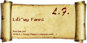 Lőwy Fanni névjegykártya